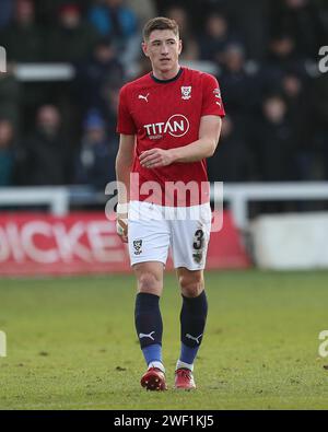 Hartlepool, Großbritannien. Januar 2023. Adam Crookes aus York City während des Vanarama National League-Spiels zwischen Hartlepool United und York City im Victoria Park, Hartlepool am Samstag, den 27. Januar 2024. (Foto: Mark Fletcher | MI News) Credit: MI News & Sport /Alamy Live News Stockfoto