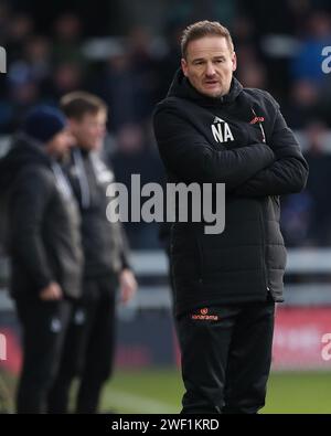 Hartlepool, Großbritannien. Januar 2023. Neil Ardley, Manager von York City, während des Spiels der Vanarama National League zwischen Hartlepool United und York City im Victoria Park, Hartlepool am Samstag, den 27. Januar 2024. (Foto: Mark Fletcher | MI News) Credit: MI News & Sport /Alamy Live News Stockfoto