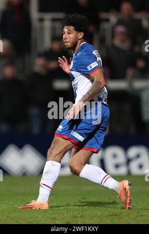 Hartlepool, Großbritannien. Januar 2023. Courtney Senior von Hartlepool United während des Spiels der Vanarama National League zwischen Hartlepool United und York City im Victoria Park, Hartlepool am Samstag, den 27. Januar 2024. (Foto: Mark Fletcher | MI News) Credit: MI News & Sport /Alamy Live News Stockfoto