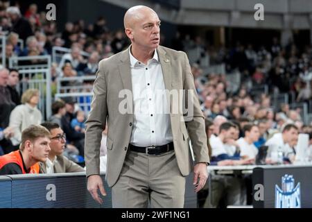 Heidelberg, Deutschland. Januar 2024. Rodrigo Pastore (Trainer, Head Coach, Chemnitz), Einzelbild, Einzelfoto, Aktion, 27.01.2024, Heidelberg (Deutschland), Basketball, Bundesliga, MLP Academics Heidelberg - NINERS Chemnitz Credit: dpa/Alamy Live News Stockfoto