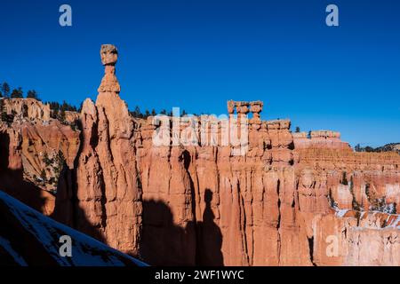 Thor's Hammer vom Navajo Loop Trail, Winter, Bryce Canyon National Park, Utah. Stockfoto