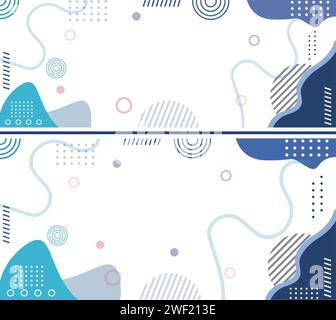Abstrakter Hintergrund Bunte Memphis flache geometrische Formen Design für Poster, Präsentation, Karte, Cover, Banner, wellenförmiges, flaches Design, EPS-Datei Stock Vektor