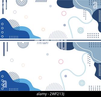 Abstrakter Hintergrund Bunte Memphis flache geometrische Formen Design für Poster, Präsentation, Karte, Cover, Banner, wellenförmiges, flaches Design, EPS-Datei Stock Vektor