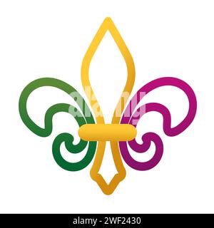 Mardi Gras Fleur de Lis Symbol Bunte Linie Design Element Vektor Illustration isoliert auf weißem Hintergrund Stock Vektor