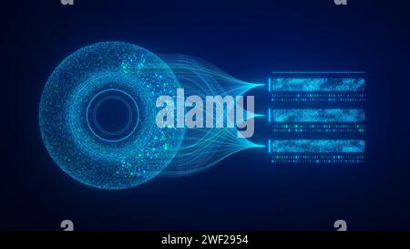 Big-Data-Analyse mit KI-Technologie. Maschinelles Lernen und Deep Learning neuronales Netzwerk, Data Science, Data Mining, Geschäftsanalysen, Automatisierung. Hb Stockfoto