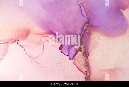 Abstrakte violette Farbe Hintergrund. Acryl Textur mit Marmor Muster Stockfoto