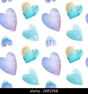 Nahtloses Muster von Herzen auf weißem Hintergrund. Die Abbildung ist handgezeichnet. Valentinstag, festliche Einrichtung. Zum Drucken von Postkarten und Stockfoto