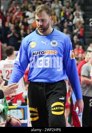 Andreas Wolff (Deutschland) während des Handballspiels der Männer EHF Euro 2024 zwischen Deutschland und Dänemark am 26. Januar 2024 in der Lanxess-Arena in Köln Stockfoto