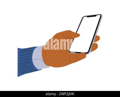 Mann Hand hält Handy Vektor isoliert. Stock Vektor