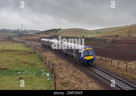 13/12/2023 Bowshank Tunnel (südlich von Stow) 170471 2T85 1350 Tweedbank nach Edinburgh Stockfoto