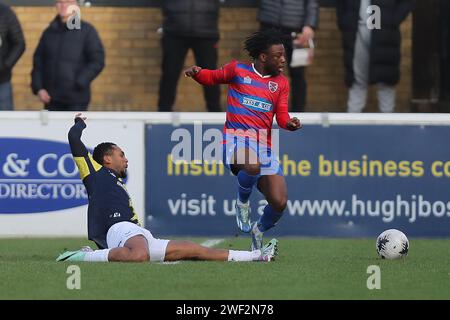 Keenan Appiah-Forson von Dagenham und Redbridge und Ashley Hemmings von Kidderminster Harriers während Dagenham & Redbridge vs. Kidderminster Harriers, Va Stockfoto