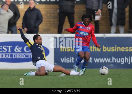 Keenan Appiah-Forson von Dagenham und Redbridge und Ashley Hemmings von Kidderminster Harriers während Dagenham & Redbridge vs. Kidderminster Harriers, Va Stockfoto