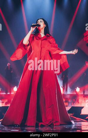 Madrid, Spanien. Januar 2024. Die Sängerin Laura Pausini tritt während des Konzerts im Wizcenter in Madrid auf 27. Januar 2024 Spanien (Foto: Oscar Gonzalez/SIPA USA) (Foto: Oscar Gonzalez/SIPA USA) Credit: SIPA USA/Alamy Live News Stockfoto