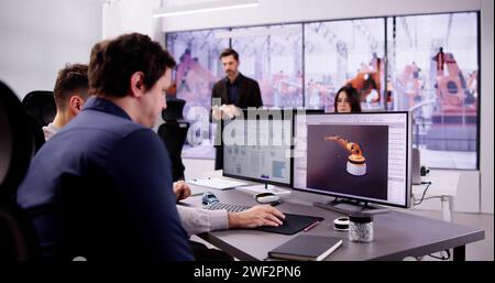 Industrieingenieure Im Werk. Innovation In Der Roboterkonstruktion Stockfoto