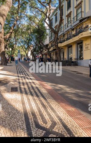 Die Fußgängerzone in der madeirischen Stadt Funchal. Stockfoto