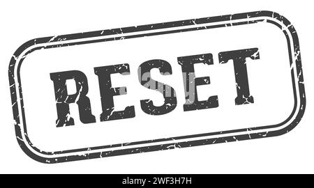 Stempel zurücksetzen. Zurücksetzen des rechteckigen Stempels auf weißem Hintergrund Stock Vektor