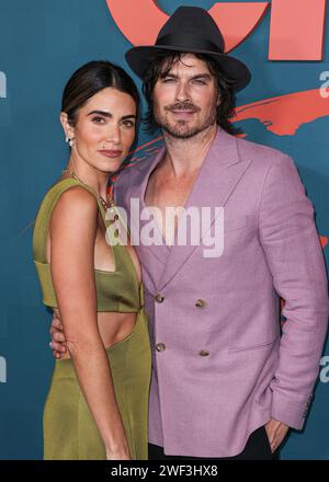 Hollywood, Usa. Januar 2024. HOLLYWOOD, LOS ANGELES, KALIFORNIEN, USA - 27. JANUAR: Nikki Reed und Ehemann Ian Somerhalder kommen zur 33. Jährlichen Environmental Media Association Awards Gala, die am 27. Januar 2024 in den Sunset Las Palmas Studios in Hollywood, Los Angeles, Kalifornien, USA, stattfindet. (Foto: Xavier Collin/Image Press Agency) Credit: Image Press Agency/Alamy Live News Stockfoto