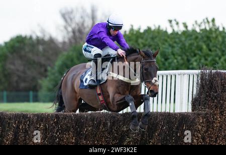 Doncaster Racecourse, Großbritannien. Januar 2024. Einige Scope und Gavin Sheehan gewannen die SBK Handicap Chase für Trainer Richard Hobson und Besitzer Rubicon Racing. Credit JTW equine Images / Alamy Live News Stockfoto