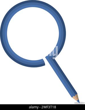 Der blaue Bleistift verwandelt sich nahtlos in eine Lupe und symbolisiert Lernen, Entdeckung und Kreativität im Bildungswesen Stock Vektor