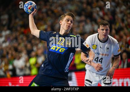 Köln, Deutschland. Januar 2024. Im Finale auf Platz 3 und 4 des EHF Euro 2024-Spiels von Menâ&#x80;&#x99;zwischen Schweden und Deutschland in der Lanxess Arena, Köln, Deutschland Credit: Independent Photo Agency/Alamy Live News Stockfoto