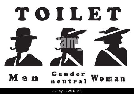 Ein Schild für die Toilette, männlich und weiblich als Geschlecht Stock Vektor