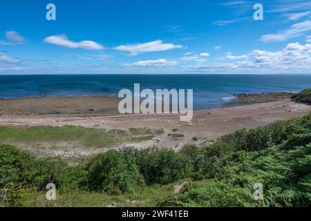 Ein sonniger Tag am Hawthorn Hive Beach, der sich stetig von der Verschmutzung durch die nahegelegenen ehemaligen Zechen erholt. County Durham Coast, Großbritannien Stockfoto