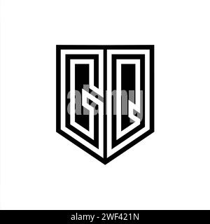 GQ Letter Logo-Monogramm-Schild geometrische Linie innerhalb der Abschirmung Design-Vorlage Stockfoto