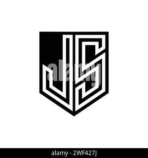 JS Letter Logo Monogramm Schild geometrische Linie innerhalb der Abschirmung Design Vorlage Stockfoto