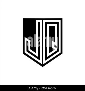 JQ Letter Logo-Monogramm-Schild geometrische Linie innerhalb des Schirmes Design-Vorlage Stockfoto