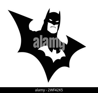 Schwarzweißes Batman-Bild in Illustrator auf weißem Hintergrund Stock Vektor