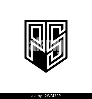 PS Letter Logo-Monogramm-Abschirmung geometrische Linie innerhalb der Abschirmung Design-Vorlage Stockfoto