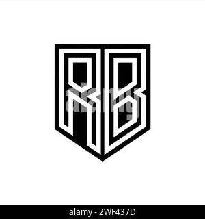 RB Letter Logo-Monogramm-Schild geometrische Linie innerhalb der Abschirmung Design-Vorlage Stockfoto