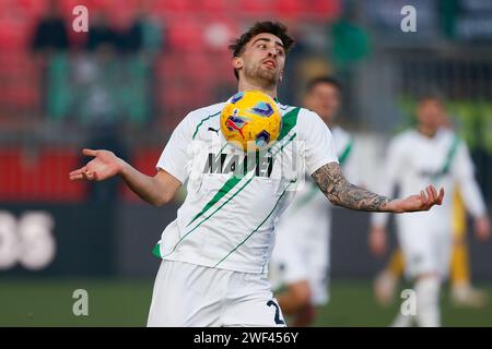 Foto Claudio Grassi/LaPresse 28 Gennaio 2024 - Monza, Italia - Sport, calcio - Monza vs Sassuolo - Campionato italiano di calcio Serie A TIM 2023/2024 - U-Power Stadion. Nella Foto: Mattia Viti (US Sassuolo) 28. Januar 2024 - Monza, Italien - Sport, Fußball - AC Monza vs US Sassuolo - italienische Serie A TIM Football Championship 2023/2024 - U-Power Stadium. Auf dem Bild: Mattia Viti (US Sassuolo) Stockfoto