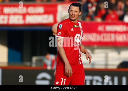 Foto Claudio Grassi/LaPresse 28 Gennaio 2024 - Monza, Italia - Sport, calcio - Monza vs Sassuolo - Campionato italiano di calcio Serie A TIM 2023/2024 - U-Power Stadion. Nella Foto: Milan Djuric (AC Monza) 28. Januar 2024 - Monza, Italien - Sport, Fußball - AC Monza vs US Sassuolo - italienische Serie A TIM Football Championship 2023/2024 - U-Power Stadium. Im Bild: Milan Djuric (AC Monza) Stockfoto