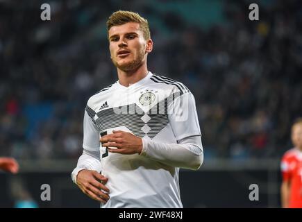 Leipzig, Deutschland – 15. November 2018. Stürmer der deutschen Fußballnationalmannschaft Timo Werner während des Freundschaftsspiels Deutschland gegen Russland in Leipzig (3 Stockfoto