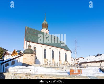 Fiss: Kirche Fiss in Serfaus-Fiss-Ladis, Tirol, Österreich Stockfoto