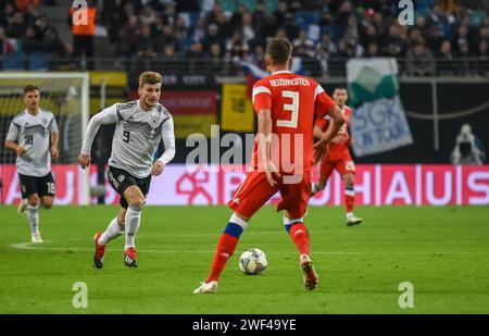 Leipzig, Deutschland – 15. November 2018. Stürmer der deutschen Fußballnationalmannschaft Timo Werner während des Freundschaftsspiels Deutschland gegen Russland in Leipzig (3 Stockfoto