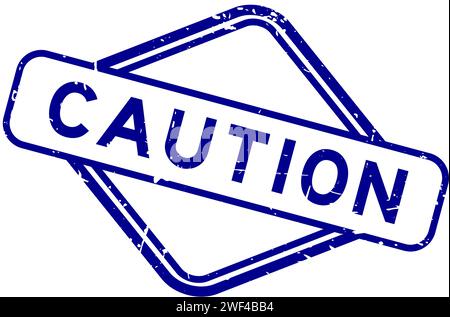 Grunge blau Vorsicht Wort Gummi Siegel Stempel auf weißem Hintergrund Stock Vektor