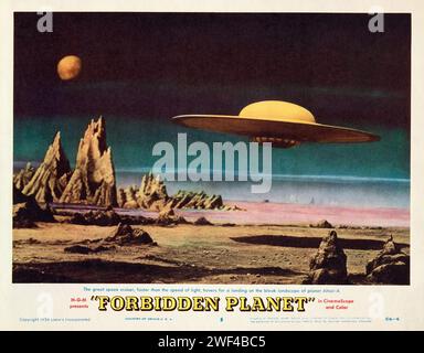 Forbidden Planet (MGM, 1956). Foyer Card. UFO. Fliegende Untertasse Vintage Sci-Fi Stockfoto