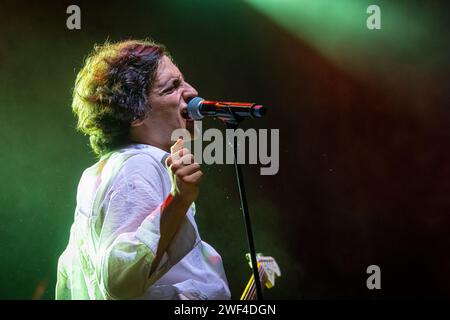 Cartagena, Spanien. Juli 2023. Die spanische Rockband Arde Bogota trat während ihres Auftritts beim La Mar de Musicas Festival in Cartagena auf. © ABEL Stockfoto