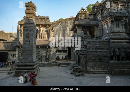 Ellora, Indien - 22. Januar 2024: Kailasa Tempel im Ellora Caves Complex im Aurangabad District von Maharashtra, Indien. Stockfoto