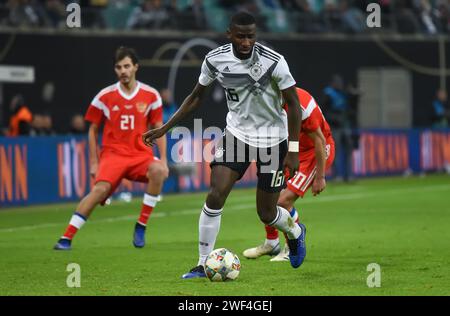 Leipzig, Deutschland – 15. November 2018. Der deutsche Fußballnationalverteidiger Antonio Rudiger im Freundschaftsspiel Deutschland gegen Russland (3:0). Stockfoto
