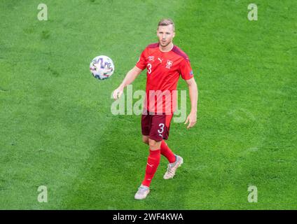 Sankt Petersburg, Russland – 2. Juli 2021. Der Schweizer Fußballnationalspieler Silvan Widmer im Viertelfinale der EURO 2020 Schweiz gegen Spai Stockfoto