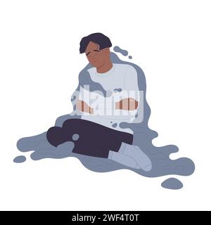 Das posttraumatische Belastungsproblem. Psychische Störung, psychiatrische Krankheit Karikaturvektor Illustration Stock Vektor