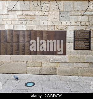 Mur des Justes, Denkmal der Shoah, Le Marais, Paris, Ile-de-France, Grand-Paris, Frankreich Stockfoto