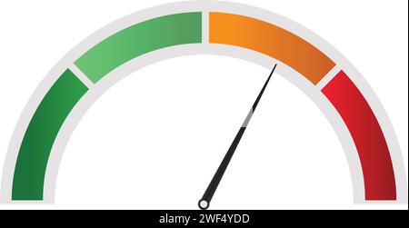 Kurzwahlanzeige, grünes und rotes Messgerät, Barometer für niedrige und hohe Messwerte, Tachometersymbole, Anzeigenstand Stock Vektor