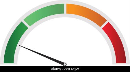 Kurzwahlanzeige, grünes und rotes Messgerät, Barometer für niedrige und hohe Messwerte, Tachometersymbole, Anzeigenstand Stock Vektor