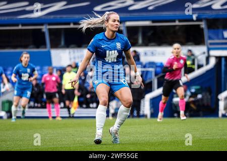 Birmingham, Großbritannien. Januar 2024. Birmingham, England, 28. Januar 2024: Lily Agg (12 Birmingham) in Aktion während des FA Womens Championship Fußballspiels zwischen Birmingham City und London City Lionesses in St Andrews in Birmingham, England (Natalie Mincher/SPP) Credit: SPP Sport Press Photo. /Alamy Live News Stockfoto