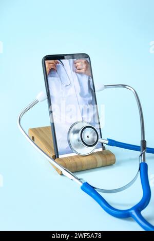 Medizinische Telekonsultation, gesundes Konzept, Online-Arzt, Patientenkommunikation über medizinische Schnittstelle, medizinische Beratung, Internet-Konsultation t Stockfoto