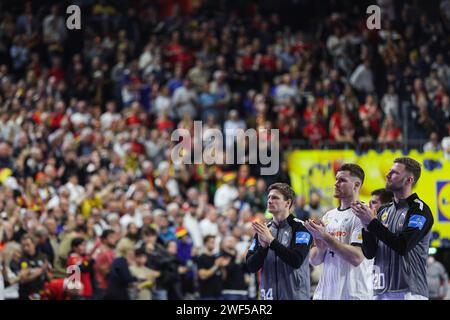 Deutsche Spieler beim Handballspiel der EHF Männer EURO 2024 in Köln, Deutschland, dritter Platz. Januar 2024. Foto: Sanjin Strukic/PIXSELL Credit: Pixsell/Alamy Live News Stockfoto